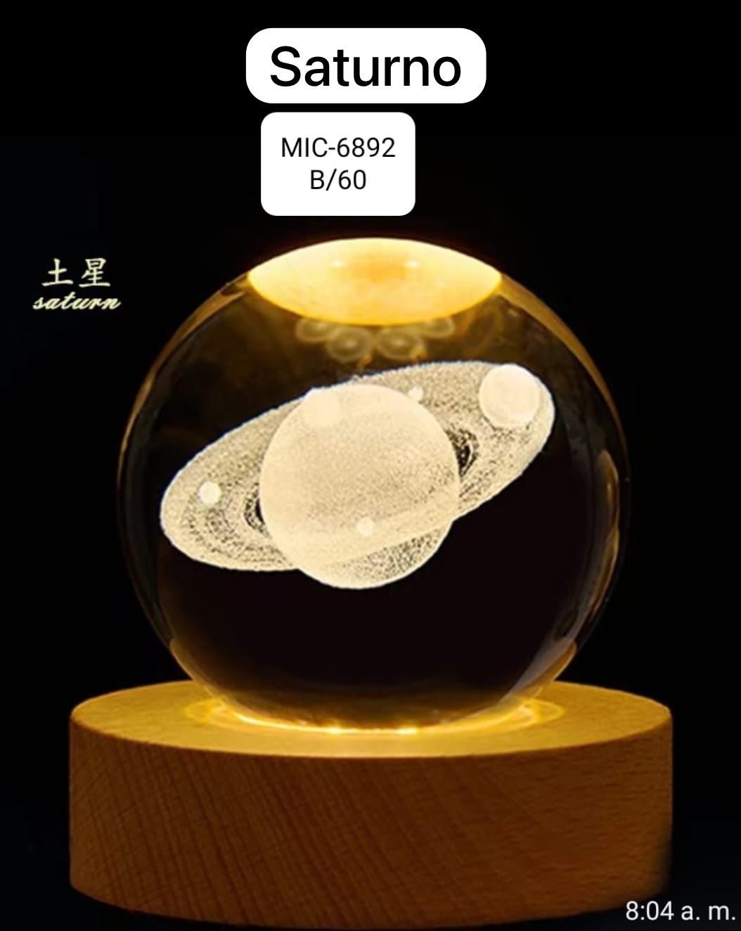 Esfera De Cristal Luz Led